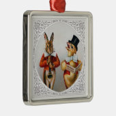 鶏歌うおよびバニーを角吹くこと メタルオーナメント (右)