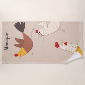 鶏熱狂するの家モダンのモノグラム ビーチタオル (正面)