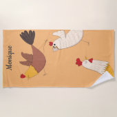 鶏熱狂するの家モダンのモノグラム ビーチタオル (正面)