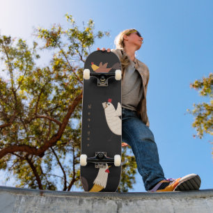 鶏熱狂するモダンの家のモノグラム スケートボード