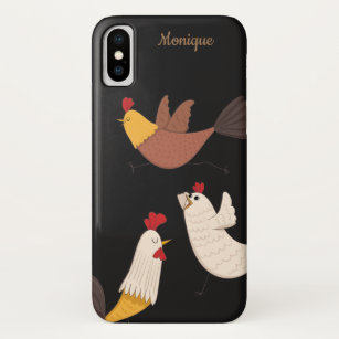 鶏熱狂するモダンの農家のモノグラム iPhone XSケース