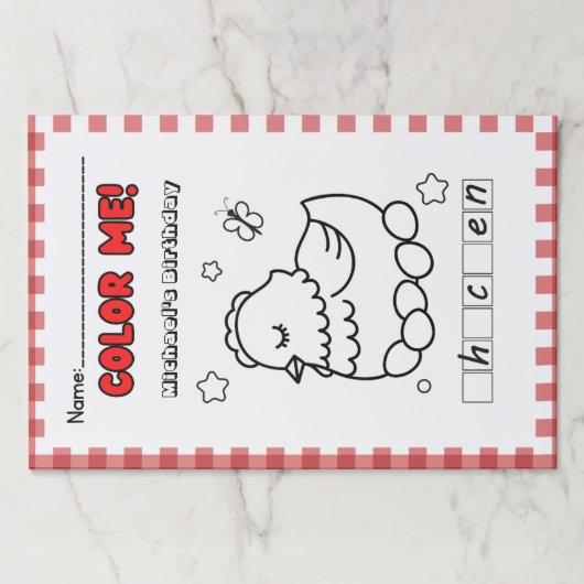 鶏納屋周囲の庭誕生日キッズカラーリング活動 ペーパーパッド (正面)