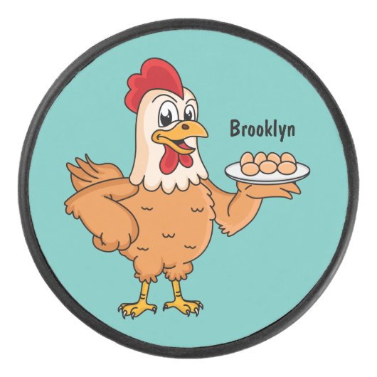 鶏肉と卵をプレート漫画 アイスホッケーパック (正面)