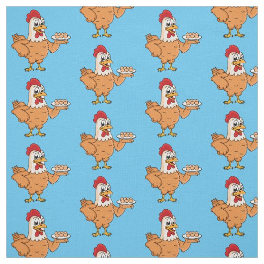 鶏肉と卵をプレート漫画 ファブリック (見本)