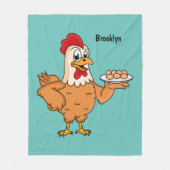 鶏肉と卵をプレート漫画 フリースブランケット (正面)