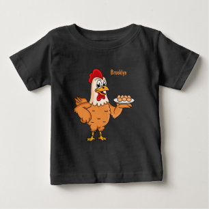 鶏肉と卵をプレート漫画 ベビーTシャツ