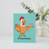 鶏肉と卵をプレート漫画 ポストカード (スタンド正面)