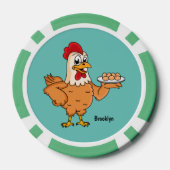 鶏肉と卵をプレート漫画 ポーカーチップ (裏面)