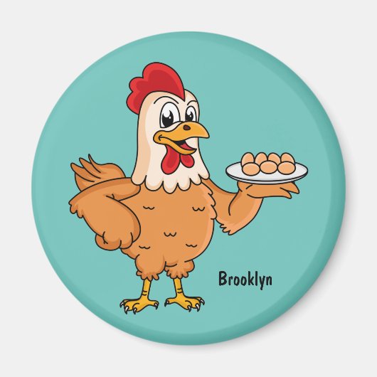 鶏肉と卵をプレート漫画 マグネット (正面)