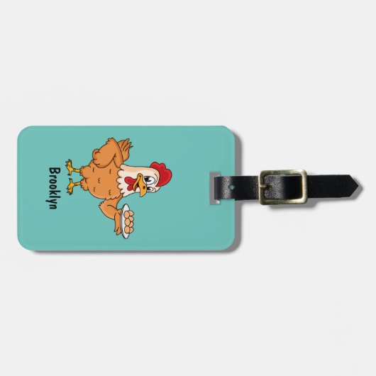 鶏肉と卵をプレート漫画 ラゲッジタグ (正面横)