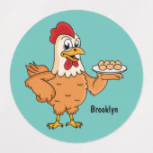 鶏肉と卵をプレート漫画 ラベル (デザイン2)