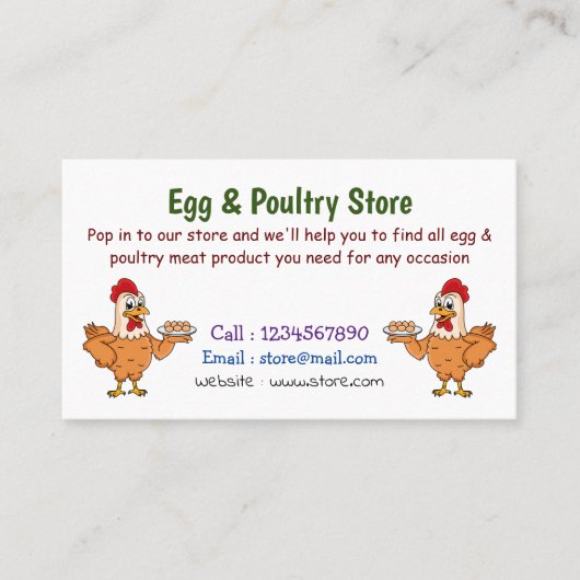 鶏肉と卵をプレート漫画 名刺 (正面)