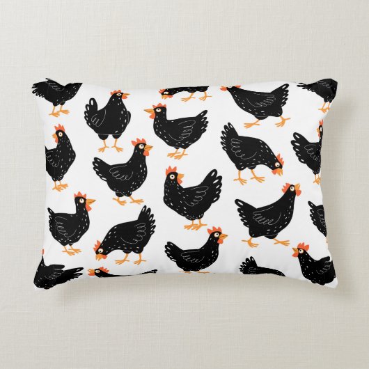 鶏肉のシームレスな模様 アクセントクッション (正面)