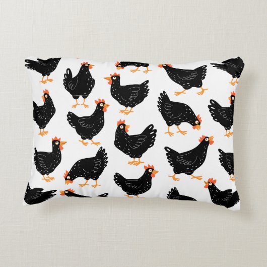 鶏肉のシームレスな模様 アクセントクッション (裏面)