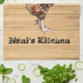 鶏肉のパーソナライズ名を追加文字色 キッチンタオル (折り畳み)