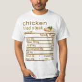 鶏肉の揚げステーキ栄養ファクトラベル Tシャツ (正面)