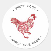 鶏肉の生卵パーソナライズされた ラウンドシール (正面)