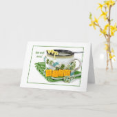 鶏肉の麺スープが美味しい カード (黄色い花)