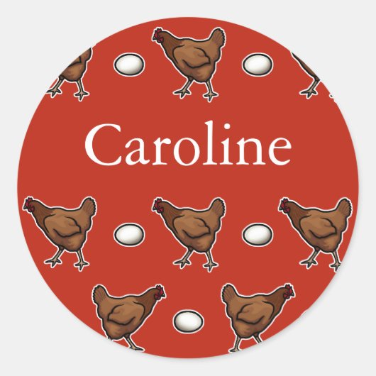 鶏肉または卵、名前を追加 ラウンドシール (正面)