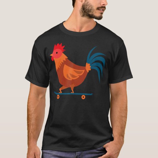 鶏肉スケートボードファーム鶏肉スケートボード Tシャツ (正面)