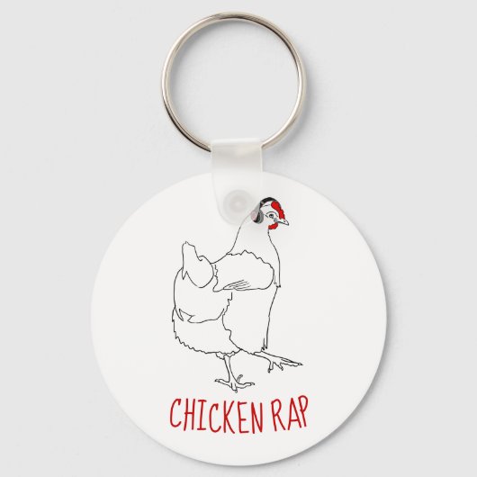 鶏肉ラップのフリー動物おもしろいアートビーガンユーモア キーホルダー (正面)