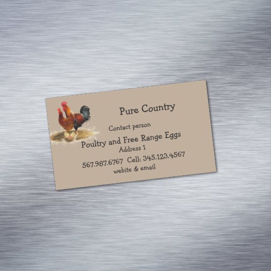 鶏肉、鶏肉、卵走無オーガニック、 マグネット名刺 (インサイチュ)