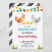 鶏舎の誕生日パーティー 招待状 (正面/裏面)