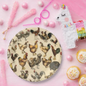 鶏舎の雄鶏と雌鳥のアート ペーパープレート (パーティー)