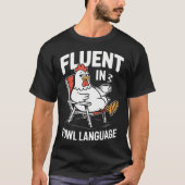 鶏語に堪能な面白い鶏ダジャレの鳥好き Tシャツ (正面)