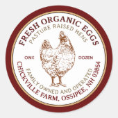 鶏赤オーガニック付き生卵カートンラベ縁どル ラウンドシール (正面)