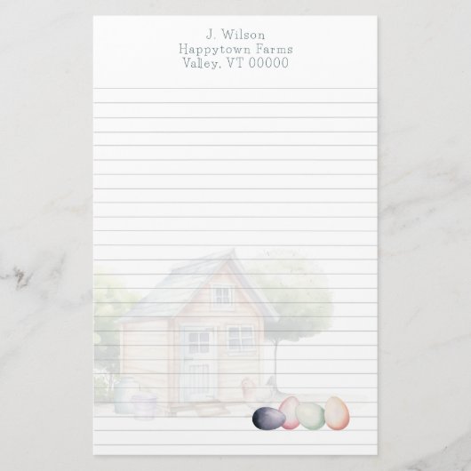 鶏農場の卵販売業者のための罫線入りの便箋 便箋 (正面)