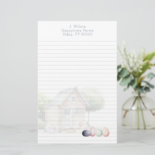 鶏農場の卵販売業者のための罫線入りの便箋 便箋 (スタンド正面)
