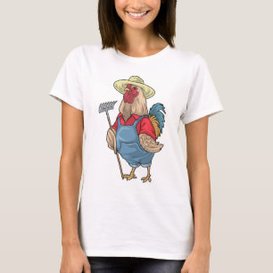 鶏農場の手作りレーキ Tシャツ