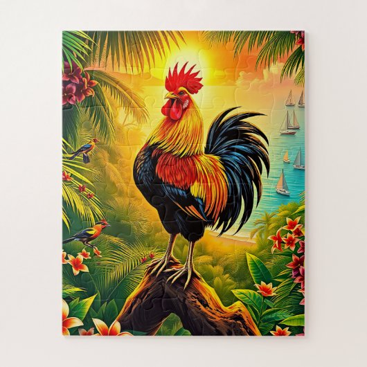 鶏鮮やかの子ども達 ジグソーパズル (縦)