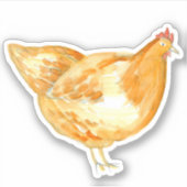 鶏鶏ニワトリ水彩動物 シール (正面)