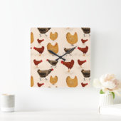 鶏 スクエア壁時計 (ホーム)