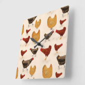 鶏 スクエア壁時計 (傾斜)