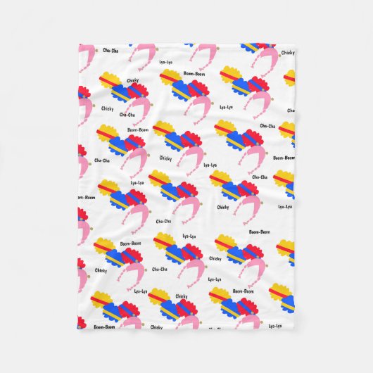 鶏、チャ、ブーム、ブーム、リヤ フリースブランケット (正面)