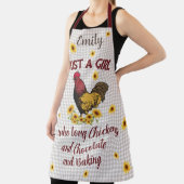 鶏、チョコレート、ベーキングを愛する女の子 エプロン (インサイチュ)