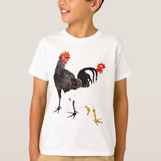 鶏　伊藤若冲　ニワトリ　にわとり　日本画 Tシャツ (正面)
