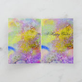 鶏、花の復活卵の金ゴールド紫の輝き シーズンカード (内部)