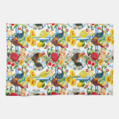 鶏、農場、鳥類、民話文様   キッチンタオル (横)