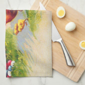 鶏、鶏、イースターエッグ キッチンタオル (四つ折り)