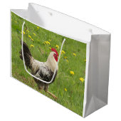 鶏，鶏，動物，鳥，農場，農業 ラージペーパーバッグ (正面アングル)