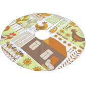 鶏、鶏、幾何学的フローラスケッチ。 ブラッシュドポリエステルツリースカート (アングル)