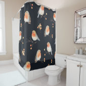 鶯は、海の枝をはいて羽を生える シャワーカーテン (インサイチュ)