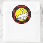 鶴と月のステッカー ラウンドシール (バッグ)