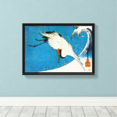 鶴と波，クレーン&ウェーブ，広重，浮世絵 キャンバスプリント (インサイチュ (ウッドフロア))