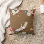 鶴と菊日本のが伝統的舞う クッション (ブランケット)