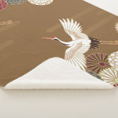 鶴と菊日本のが伝統的舞う シェルパブランケット (3/4)